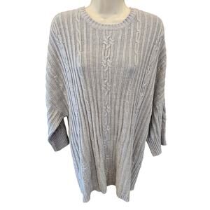NWT cable neck Daisy Fuentes grey knit slub slouchy tunic sweater winter L NEW